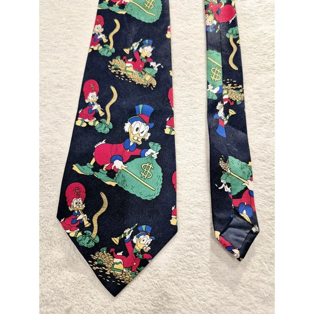 Disney Uncle Scrooge Men Necktie Black Limited Edition Rare Vintage Money Bags